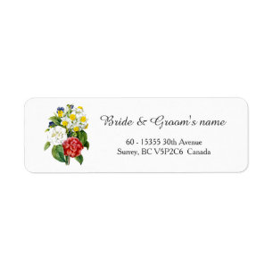 vintage Redoute colourful flowers address labels. Return Address Label
