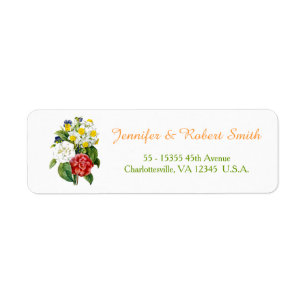 vintage Redoute colourful flowers address labels. Return Address Label
