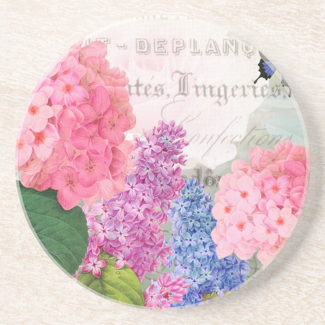 Vintage Redoute Flowers Coaster (Front)