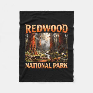 Vintage redwood national park california hiking fleece blanket