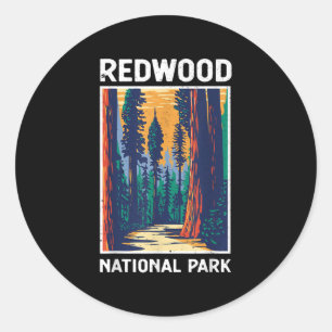 Vintage Redwood National Park Retro Outdoor Campin Classic Round Sticker