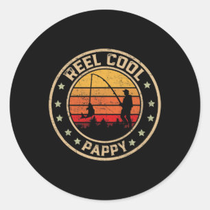 Vintage Reel Cool Pappy Fish Fishing Funny Fathers Classic Round Sticker