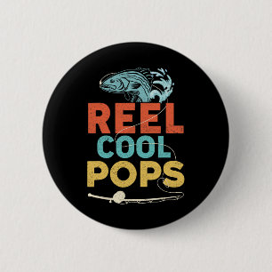 Vintage Reel Cool Pops Fishing Fathers Day Fisherm 6 Cm Round Badge