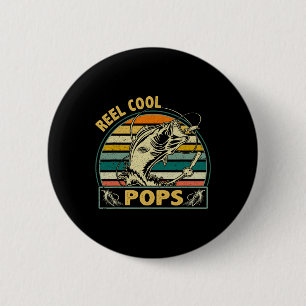 Vintage Reel Cool Pops Fishing Fathers Day For Gra 6 Cm Round Badge