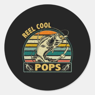 Vintage Reel Cool Pops Fishing Fathers Day For Gra Classic Round Sticker