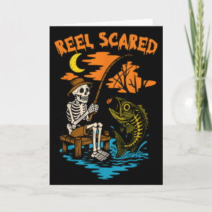 Vintage Reel Halloween Ed Fishing Skeleton Fisherm Card