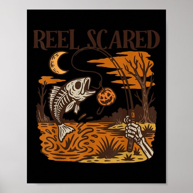 Vintage Reel Halloween Ed Fishing Skeleton Fisherm Poster (Front)