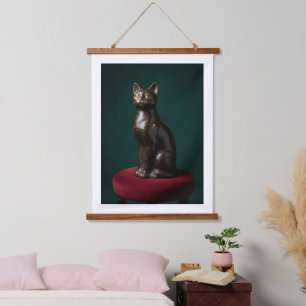 Vintage Regal Black Cat Hanging Canvas Wall Art