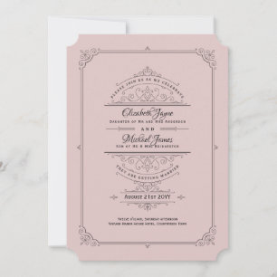 Vintage Regency  Dusty Rose Wedding Invitations