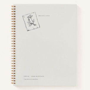 Vintage Regency Inspired Pressed Rose  Notebook