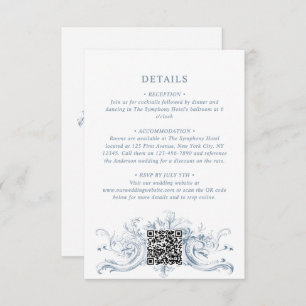 Vintage Regency Monogram Crest Wedding Details QR Enclosure Card