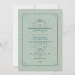 Vintage Regency Ornate Wedding Save The Dates Invitation