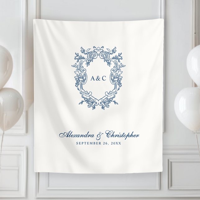 Vintage Regency Style Monogram Crest Wedding Tapestry (Creator Uploaded)