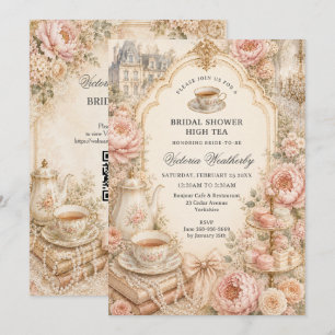 Vintage Regency Tea Party Bridal Shower Invitation