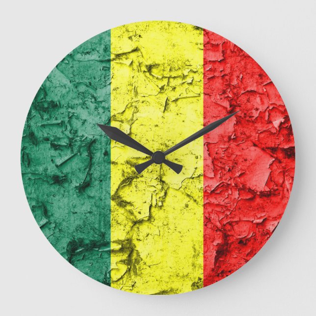 Vintage reggae flag large clock (Front)