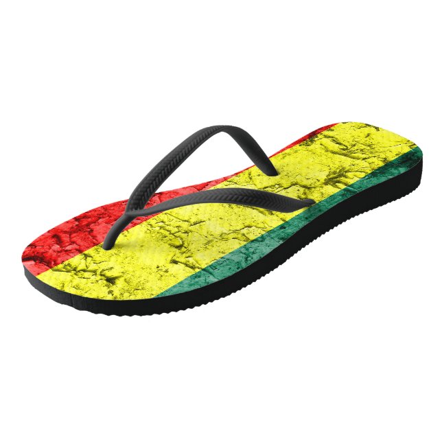 Vintage reggae flag thongs (Angled)