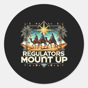Vintage Regulators Mount Up Holiday Christmas Xmas Classic Round Sticker