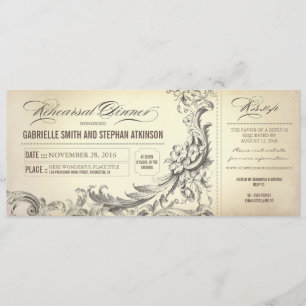 vintage rehearsal dinner tickets invitations