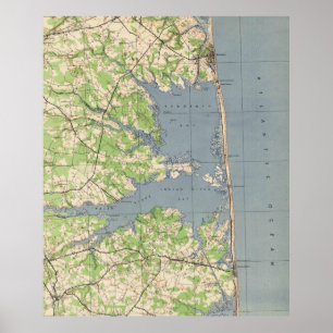 Vintage Rehoboth & Bethany Beach DE Map (1944) Poster