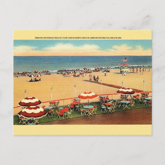 Vintage Rehoboth Indian Beach Club Postcard (Front)