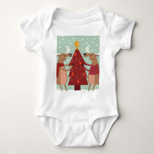 Vintage reindeer Christmas Baby Bodysuit
