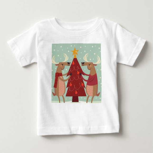 Vintage reindeer Christmas Baby T-Shirt (Front)