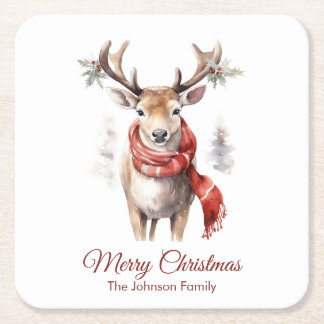 Vintage Reindeer Christmas Coaster