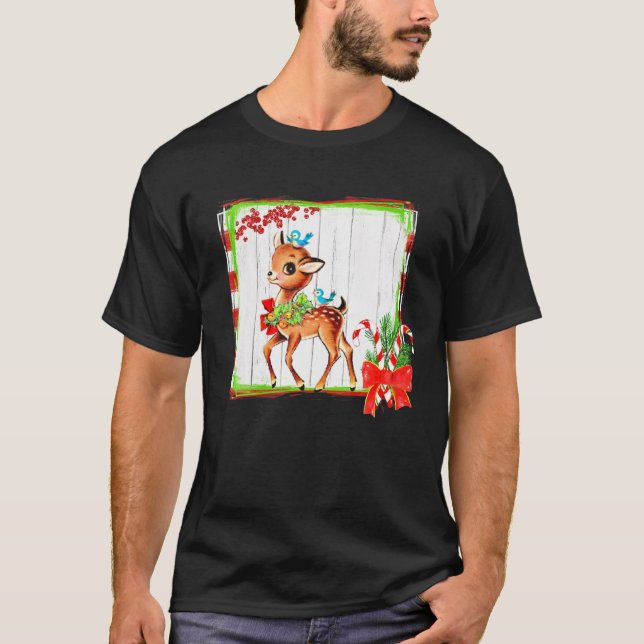 Vintage Reindeer Christmas Design T-Shirt (Front)