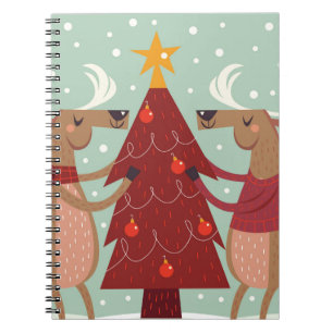 Vintage reindeer Christmas Notebook