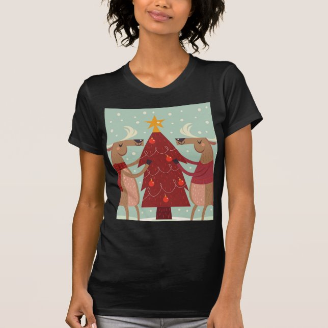 Vintage reindeer Christmas T-Shirt (Front)