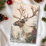 Vintage Reindeer Christmas Winter Aged Decoupage Tissue Paper<br><div class="desc">This design may be personalised by choosing the Edit Design option. You may also transfer onto other items. Contact me at colorflowcreations@gmail.com or use the chat option at the top of the page if you wish to have this design on another product or need assistance. See more of my designs...</div>