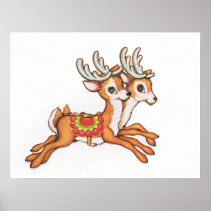 Vintage Reindeer/cute Poster