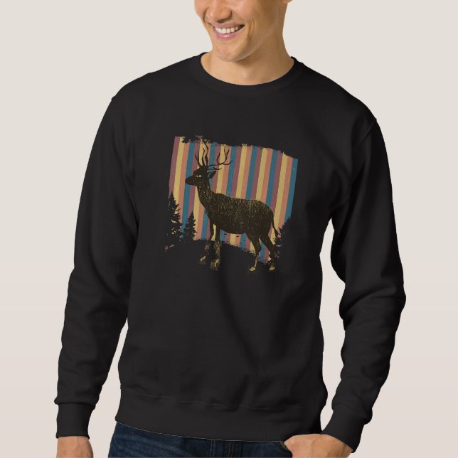 Vintage Reindeer Deer Stag Retro Christmas Xmas Sweatshirt (Front)