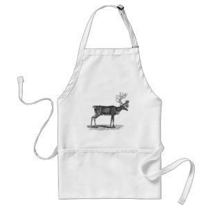 Vintage Reindeer Illustration - 1800's Christmas Standard Apron