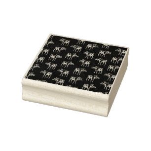 Vintage Reindeer Pattern Christmas & Animals Black Rubber Stamp