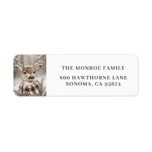 Vintage Reindeer Snow Return Address Label