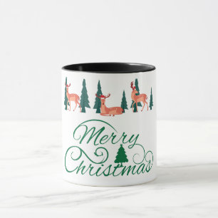 Vintage Reindeer with Santa Hats Coffee Mug