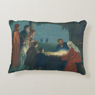 Vintage Religion, Adoration of the Shepherds Decorative Cushion