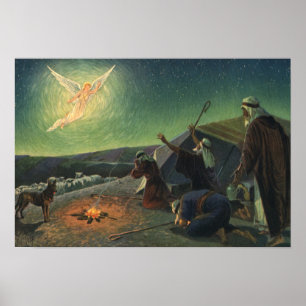 Vintage Religion, Annunciation to the Shepherds Poster