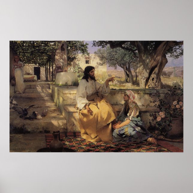 Vintage Religion, Bild Jesus im Garten, Poster (Front)