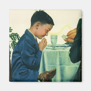 Vintage Religion, Boy Saying Grace at Thanksgiving Magnet