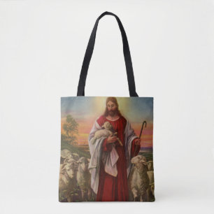 Vintage Religion, Christ the Good Shepherd Flock Tote Bag