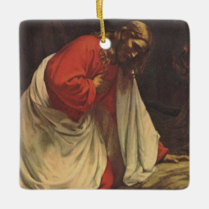Vintage Religion Jesus Christ Garden of Gethsemane Ceramic Ornament