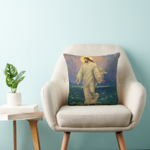 Vintage Religion, Jesus Christ is Walking on Water Cushion