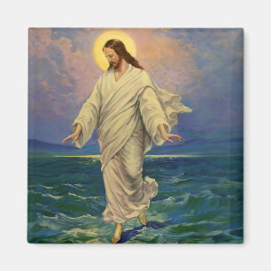 Vintage Religion, Jesus Christ is Walking on Water Magnet