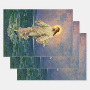 Vintage Religion, Jesus Christ is Walking on Water Wrapping Paper Sheet