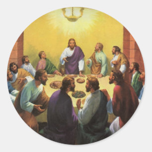 Vintage Religion, Last Supper with Jesus Christ Classic Round Sticker