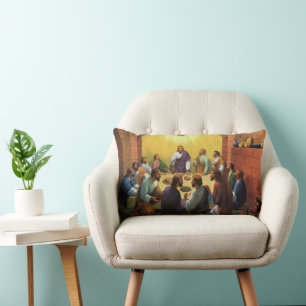 Vintage Religion, Last Supper with Jesus Christ Lumbar Cushion