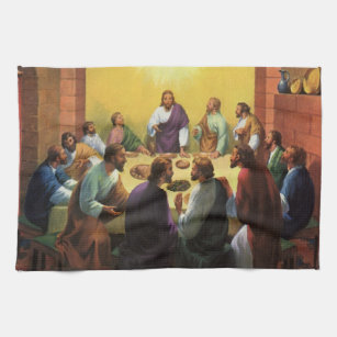 Vintage Religion, Last Supper with Jesus Christ Tea Towel
