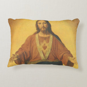 Vintage Religion, Sacred Heart of Jesus Christ Decorative Cushion